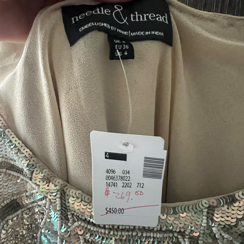 NWT Needle & Thread Metallic Geometric Mini Dress - Picture 4 of 6